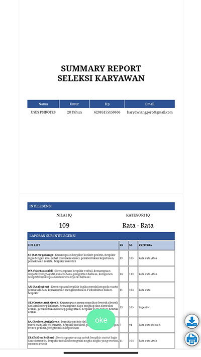 Summary Report Seleksi Karyawan